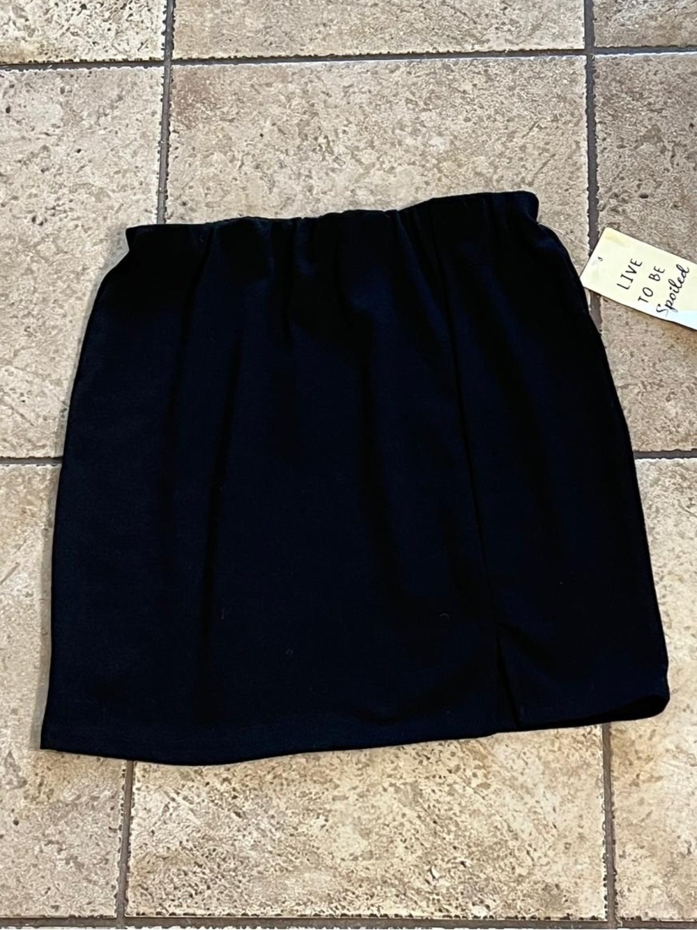 Women's Black Mini Skirt with Elastic Waistband & Side Slit✨
